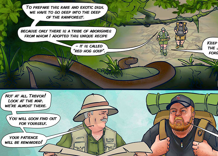 preview webcomic: two men roam the jungle